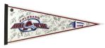 1995-96 Colorado Avalanche Memorabilia Collection - Lot of 3 w/ 14 x 50 Stanley Cup Champions Framed Street Signed & Team Signed Litho/Pennant (JSA)