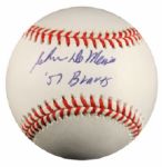 1994-99 John DeMerit Signed ONL Coleman Baseball w/57 Braves (JSA Basic Cert)