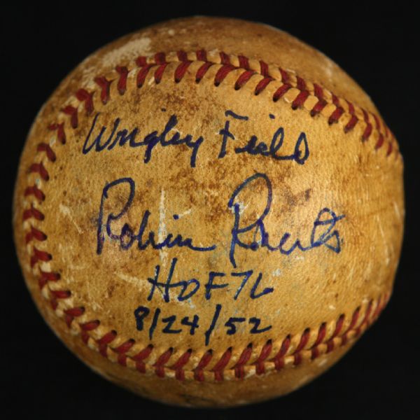 1952 (August 24) Robin Roberts Philadelphia Phillies Single Signed Wrigley Field Game Used Baseball (MEARS LOA/JSA)