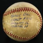 1950 (June 25) Ralph Kiner Pittsburgh Pirates Single Signed ONL Frick Game Used Baseball (MEARS LOA/JSA) Kiner Hits For Cycle