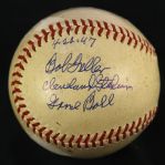 1947 (April 22) Bob Feller Cleveland Indians Signed OAL Harridge Game Used Baseball (MEARS LOA/JSA) Feller One Hitter
