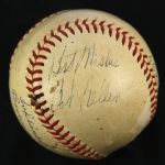 1947 (April 22) Bob Feller Cleveland Indians Signed OAL Harridge Game Used Baseball (MEARS LOA/JSA) Feller One Hitter