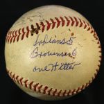 1947 (April 22) Bob Feller Cleveland Indians Signed OAL Harridge Game Used Baseball (MEARS LOA/JSA) Feller One Hitter