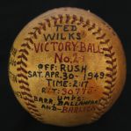 1949 (April 30) Ted Wilks St. Louis Caridnals ONL Frick Game Used Victory Baseball (MEARS LOA)