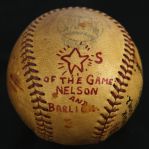1949 (April 30) Ted Wilks St. Louis Caridnals ONL Frick Game Used Victory Baseball (MEARS LOA)