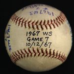 1967 (October 12) Bob Gibson Jim Lonborg Cardinals/Red Sox Signed ONL Giles World Series Game 7 Used Baseball (MEARS LOA/JSA)