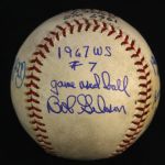 1967 (October 12) Bob Gibson Jim Lonborg Cardinals/Red Sox Signed ONL Giles World Series Game 7 Used Baseball (MEARS LOA/JSA)