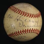 1946 (October 15) Stan Musial Happy Chandler & Umpires Signed ONL Frick World Series Game 7 Used Baseball (MEARS LOA/JSA) 