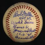 1948 (October 11) Bob Feller Cleveland Indians Single Signed ONL Frick World Series Game 6 Used Baseball (MEARS LOA/JSA) 