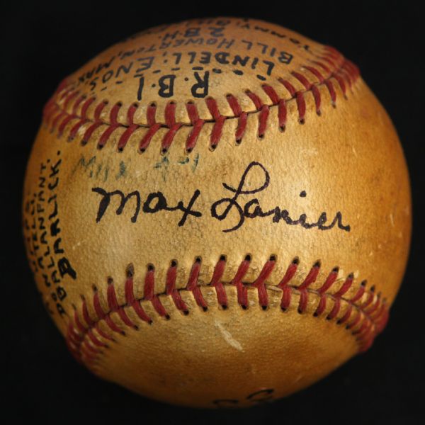 1950 (June 27) Max Lanier St. Louis Cardinals Single Signed & Inscribed Game Used Victory Baseball (MEARS LOA/JSA) 