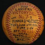 1950 (June 27) Max Lanier St. Louis Cardinals Single Signed & Inscribed Game Used Victory Baseball (MEARS LOA/JSA) 