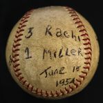1954 (June 15) Stan Musial Granny Hamner Del Ennis Signed ONL Giles Game Used Baseball (MEARS LOA/JSA)