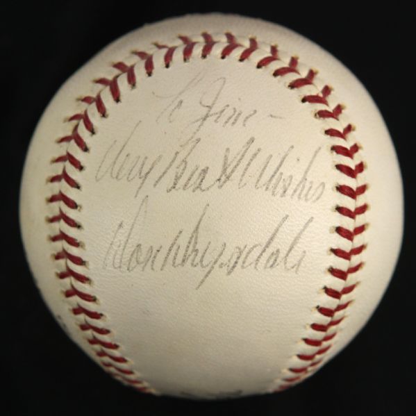 1956-57 Sandy Koufax Don Drysdale Los Angeles Dodgers Signed ONL Giles Baseball (JSA)