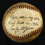 1952 (September 9) Early Wynn Cleveland Indians Single Signed OAL Harridge 20th Win Game Used Baseball (MEARS LOA/JSA) 