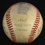 1945 Umpire Signed Wrigley Field World Series Game Used Baseball w/ Jocko Conlan & More (MEARS LOA/JSA)