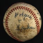 1947 (October 6) Yogi Berra New York Yankees Single Signed OAL Harridge World Series Game Used Baseball (MEARS LOA/JSA)