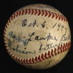 1947 (October 6) Yogi Berra New York Yankees Single Signed OAL Harridge World Series Game Used Baseball (MEARS LOA/JSA)