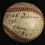 1947 (October 6) Yogi Berra New York Yankees Single Signed OAL Harridge World Series Game Used Baseball (MEARS LOA/JSA)