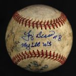 1947 (October 6) Yogi Berra New York Yankees Single Signed OAL Harridge World Series Game Used Baseball (MEARS LOA/JSA)
