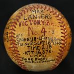 1949 (September 16) Warren Spahn Max Lanier Boston Braves St. Louis Cardinals Signed ONL Frick Game Used Victory Ball (MEARS LOA/JSA)