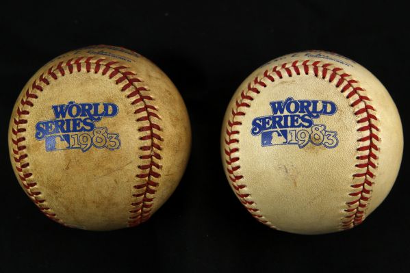 1983 Baltimore Orioles Philadelphia Phillies World Series Game Used Baseballs - Lot of 2 (MEARS LOA)