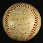 1950 Milwaukee Brewers American Association Team Signed Game Used Baseball w/ 24 Signatures Including Johnny Logan & More (MEARS LOA)