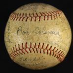 1950 Milwaukee Brewers American Association Team Signed Game Used Baseball w/ 24 Signatures Including Johnny Logan & More (MEARS LOA)