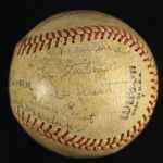 1950 Milwaukee Brewers American Association Team Signed Game Used Baseball w/ 24 Signatures Including Johnny Logan & More (MEARS LOA)