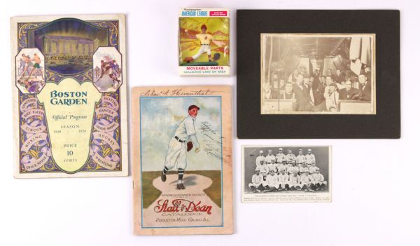 1905-68 Baseball Memorabilia Collection - Lot of 5 w/ MIB Luis Tiant Transogram Figure, Photography & More
