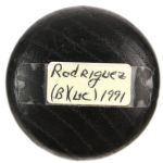 1991 Ivan Rodriguez Texas Rangers Signed Louisville Slugger Professional Model Game Used Bat (MEARS LOA/JSA)