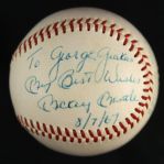 1967 (August 7) Mickey Mantle New York Yankees Secretarial Signed OAL Cronin Baseball (MEARS LOA)