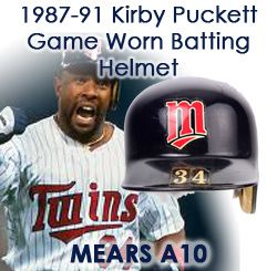 1987-91 circa Kirby Puckett Minnesota Twins Game Used Batting Helmet (MEARS A10) "Finest Example Known" 