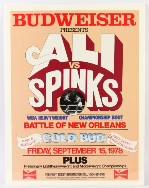 1978 (September 15) Muhammad Ali Leon Spinks 21" x 28" Heavyweight Title Bout Poster