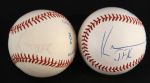 1991 Kevin Costner Bull Durham Field of Dreams Single Signed & Inscribed OAL Brown Baseball - Lot of 2 (MEARS LOA) 
