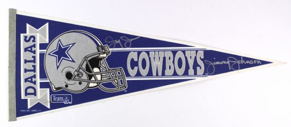 1990s Jerry Jones Jimmy Johnson Dallas Cowboys Signed 29" Full Size Pennant (MEARS LOA)