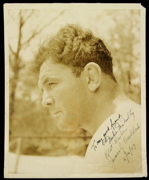 1937 (June 16) James J. Braddock Cinderella Man World Heavyweight Champion Secretarial Signed 8" x 10" Pre-Louis Fight Photo (MEARS LOA)