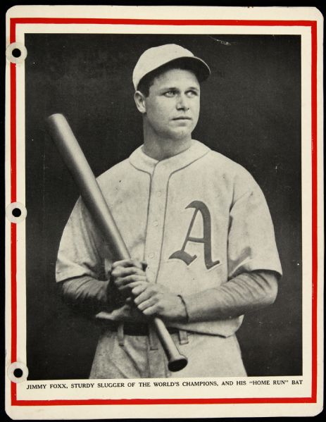 1931 Jimmy Foxx Philadelphia Athletics Baseball Magazine Photo