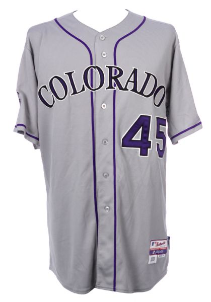 2013 Jhoulys Chacin Colorado Rockies Game Worn Road Jersey (MEARS LOA/MLB Hologram)