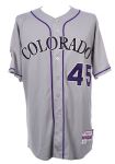 2013 Jhoulys Chacin Colorado Rockies Game Worn Road Jersey (MEARS LOA/MLB Hologram)