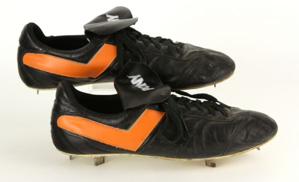 1980s Pony Black & Orange Game Worn Baseball Cleats