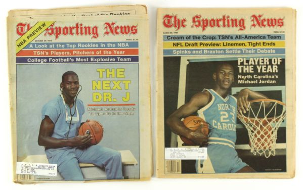 1983-84 Michael Jordan North Carolina Tar Heels Sporting News Magazines (Lot of 2)