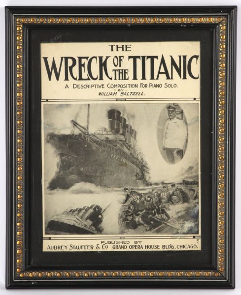 1913 The Wreck of The Titanic William Baltzell Piano Solo Sheet Music 13" x 16" Framed Display