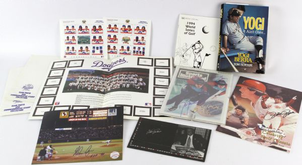1980s-90s Baseball Memorabilia Collection - Lot of 8 w/ World Series of Golf Book Signed by Al Kaline, Rollie Fingers, Vida Blue & More (JSA)