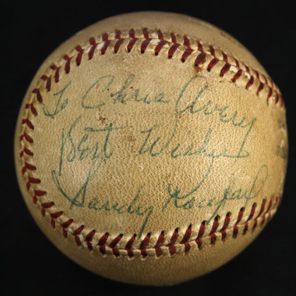 1958-62 Sandy Koufax Los Angeles Dodgers Single Signed ONL Giles Game Used Baseball (MEARS LOA/JSA)