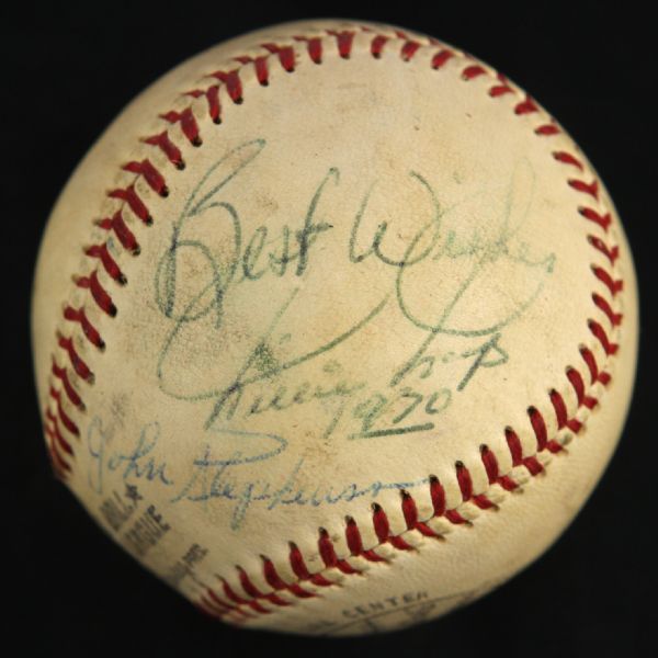 1970 Willie Mays John Stephenson San Francisco Giants Signed ONL Feeney Game Used Baseball (MEARS LOA)