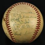 1950 Ralph Kiner Pittsburgh Pirates Signed ONL Frick Game Used Baseball (MEARS LOA/JSA)