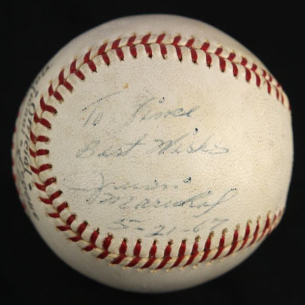 1967 (May 21) Juan Marichal San Francisco Giants Single Signed ONL Giles Game Used Baseball (MEARS LOA/JSA)