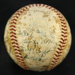 1956 (September 22-23) Baltimore Orioles Signed OAL Harridge Game Used Baseball w/ 24 Signatures Including George Kell, Brooks Robinson & More (MEARS LOA/JSA)