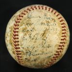 1956 (September 22-23) Baltimore Orioles Signed OAL Harridge Game Used Baseball w/ 24 Signatures Including George Kell, Brooks Robinson & More (MEARS LOA/JSA)