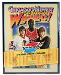 1985-86 Michael Jordan Ed Olczyk Karl Heinz Granitza Chicago Bulls Blackhawks Sting "Chicagos Newest Generation of Winners" 22" x 28" Schedule Poster